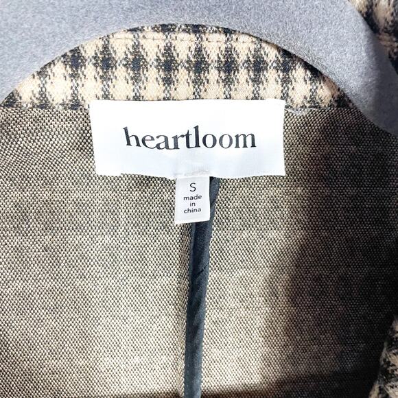 Heartloom Farron Blazer Check Pattern Ponte Oversized Jacket Tan 2-Button Sz S - Picture 10 of 13